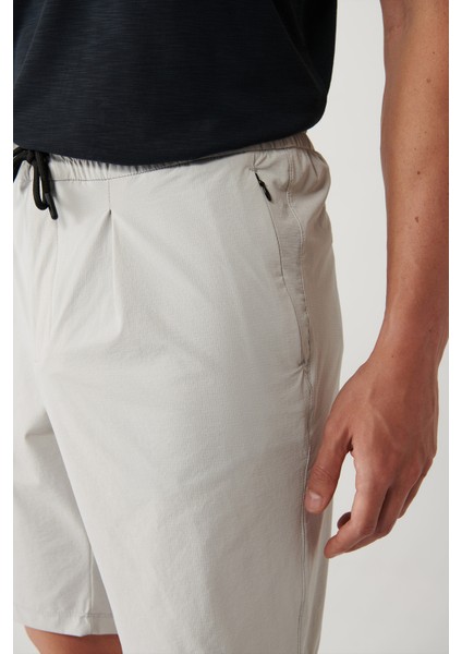 Erkek Taş Beli Lastikli Bağcıklı Su İtici Bi-Stretch Relaxed Fit Şort A41Y3635