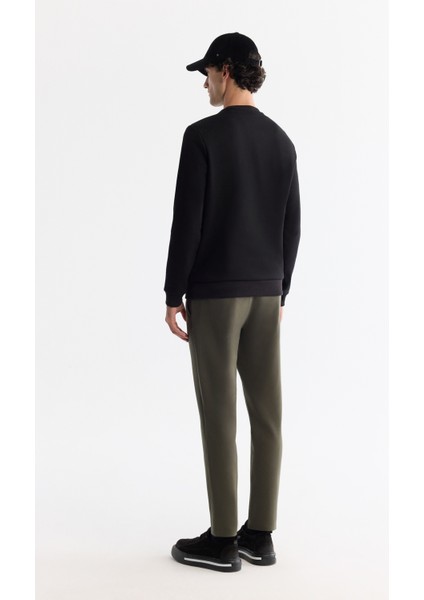 Erkek SiyahBisiklet Yaka Pamuklu Baskılı Elastan Regular Fit Sweatshirt A42Y1260 fırsatları