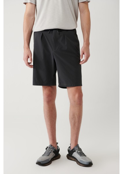 Erkek Antrasit Beli Lastikli Bağcıklı Su İtici Bi-Stretch Relaxed Fit Şort A41Y3635 fiyatları