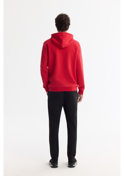 Erkek Kırmızı Kapüşonlu Pamuklu Baskılı Elastan Regular Fit Sweatshirt A42Y1322 fırsatları