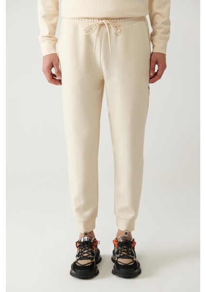 Erkek Bej Beli Bağcıklı Lastikli Bi-Stretch Regular Fit Eşofman Altı A41Y3408 fiyatları