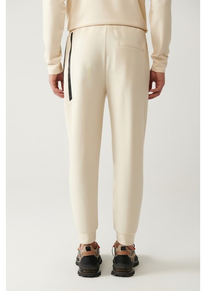 Erkek Bej Beli Bağcıklı Lastikli Bi-Stretch Regular Fit Eşofman Altı A41Y3408 fırsatları