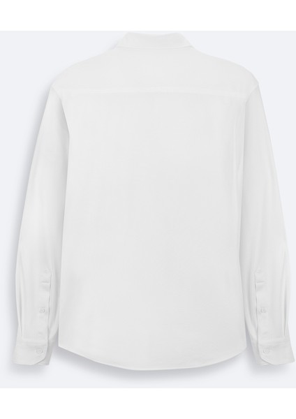 Erkek Beyaz Klasik Yaka Esnek Teknik Kumaş Slim Fit Gömlek A42Y2122