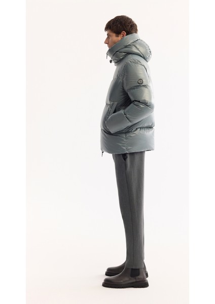 Erkek Sage Kapüşonlu %100 Kaz Tüyü Su İtici Rüzgar Geçirmez -15°CDayanıklı Şişme Mont A52Y6182 fırsatları