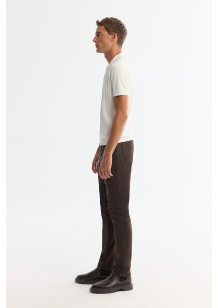 Erkek Ekru Polo Yaka Fermuarlı Rayon Triko Regular Fit T-Shirt A42Y5128 modelleri