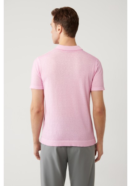 Erkek Pembe 3 Düğmeli Polo Yaka Triko Regular Fit T-Shirt A41Y5067 fırsatları
