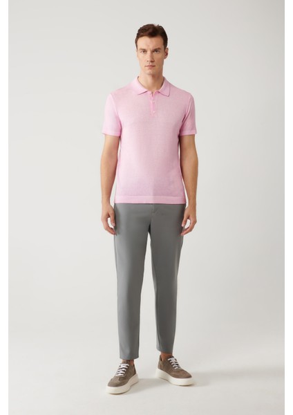 Erkek Pembe 3 Düğmeli Polo Yaka Triko Regular Fit T-Shirt A41Y5067 indirimleri