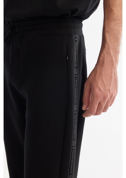 Erkek Siyah Beli Lastikli Bağcıklı Elastan Regular Fit Eşofman Altı A42Y3418 fırsatları