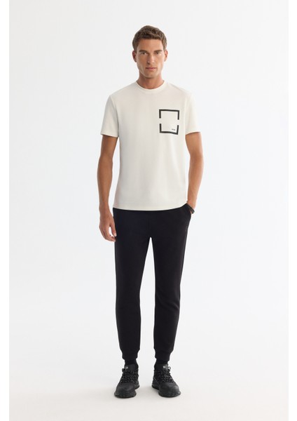 Erkek Ekru Bisiklet Yaka Baskılı Elastan Regular Fit T-Shirt A42Y1020 indirimleri