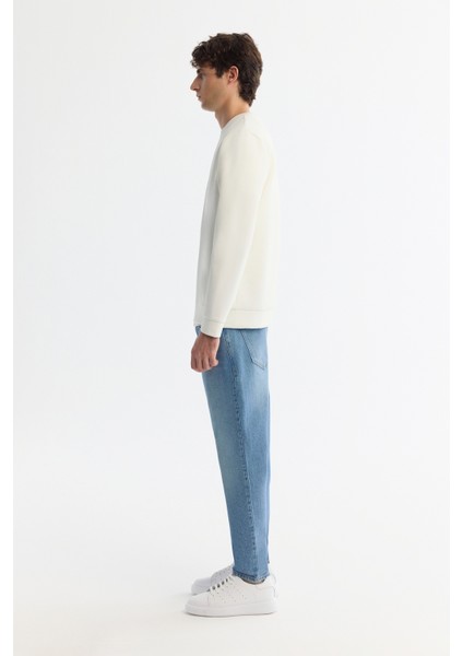 Erkek Ekru Bisiklet Yaka Pamuklu Baskılı Elastan Regular Fit Sweatshirt A42Y1313 modelleri