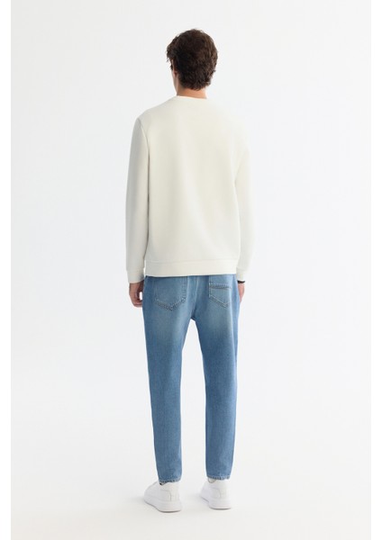 Erkek Ekru Bisiklet Yaka Pamuklu Baskılı Elastan Regular Fit Sweatshirt A42Y1313 fırsatları