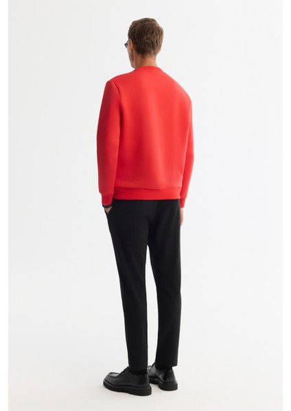 Erkek Kırmızı Bisiklet Yaka 3 İplik Şardonlu Baskılı Regular Fit Sweatshirt A42Y1306 fırsatları