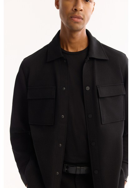 Erkek Siyah Klasik Yaka Pamuklu Comfort Fit Gömlek Ceket A52Y2092 fiyatları