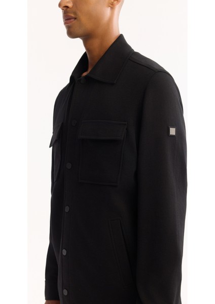 Erkek Siyah Klasik Yaka Pamuklu Comfort Fit Gömlek Ceket A52Y2092