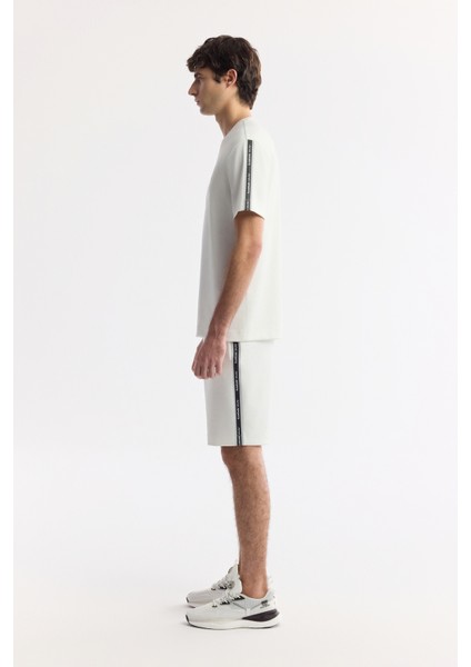 Erkek Ekru Bisiklet Yaka Baskılı Bi-Stretch İnterlok Regular Fit T-Shirt A51Y1150 modelleri