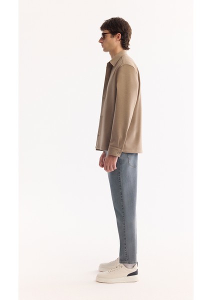 Erkek Vizon Klasik Yaka Rayon Karışımlı Comfort Fit Gömlek Ceket A52Y2043 modelleri