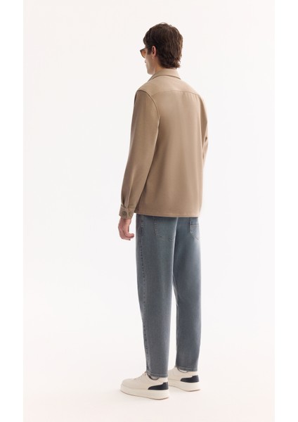 Erkek Vizon Klasik Yaka Rayon Karışımlı Comfort Fit Gömlek Ceket A52Y2043 fırsatları