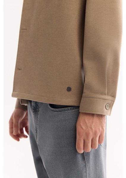 Erkek Vizon Klasik Yaka Rayon Karışımlı Comfort Fit Gömlek Ceket A52Y2043 indirimleri