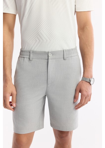 Erkek Açık Gri Yanı Lastikli Gofreli Bi-Stretch Slim Fit Chino Şort A51Y3730 fırsatları