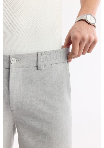 Erkek Açık Gri Yanı Lastikli Gofreli Bi-Stretch Slim Fit Chino Şort A51Y3730 indirimleri