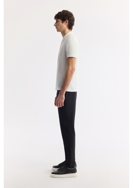 Erkek Beyaz Polo Yaka Dokulu Jakarlı Regular Fit T-Shirt A51Y1019 modelleri