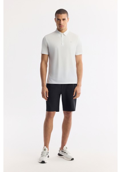 Erkek Beyaz Kıvrılmaz Polo Yaka Teknik Kumaş Regular Fit T-Shirt A51Y1155