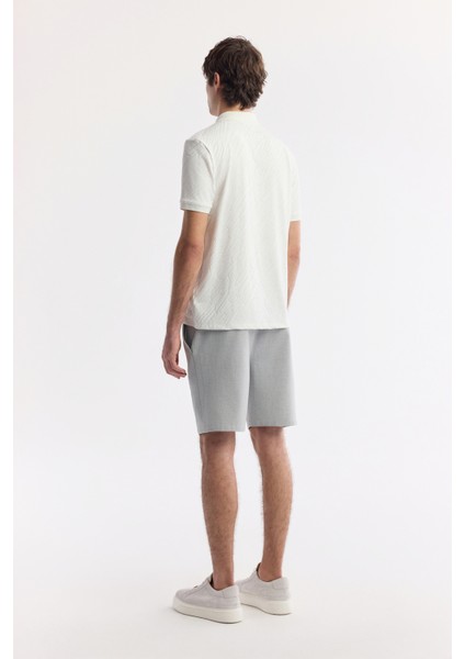 Erkek Beyaz Polo Yaka Jakarlı Regular Fit T-Shirt A51Y1090 fırsatları