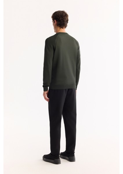 Erkek Haki Bisiklet Yaka Dokulu Triko Regular Fit Kazak A52Y5083 fırsatları