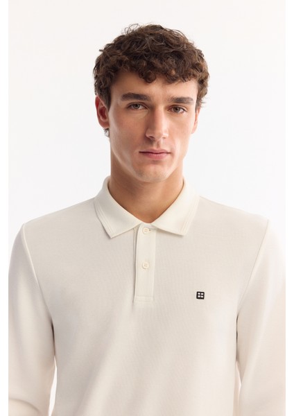 Erkek Ekru Polo Yaka Pamuklu Basic Slim Fit Sweatshirt B001080 fiyatları