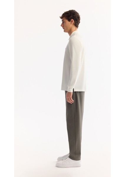 Erkek Ekru Polo Yaka Pamuklu Basic Slim Fit Sweatshirt B001080 modelleri