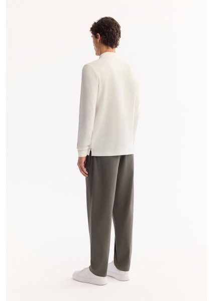 Erkek Ekru Polo Yaka Pamuklu Basic Slim Fit Sweatshirt B001080 fırsatları