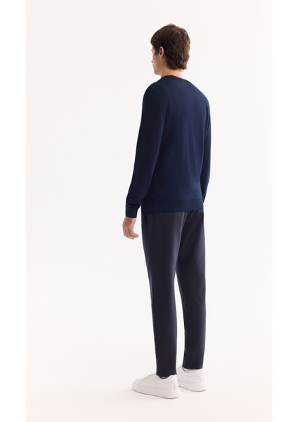 Erkek Lacivert Bisiklet Yaka Rayon Tüylenmeyen Dokulu Triko Regular Fit Kazak A52Y5017 fırsatları