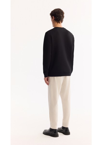 Erkek Siyah Bisiklet Yaka Pamuklu Baskılı Regular Fit Sweatshirt A52Y1301 fırsatları