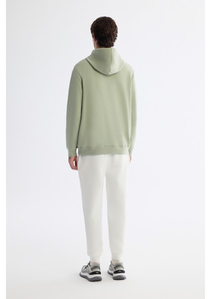 Erkek Mint Yeşil Kapüşonlu Pamuklu Baskılı Elastan Regular Fit Sweatshirt A42Y1321 fırsatları