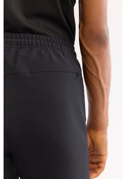 Erkek Siyah Beli Lastikli Bağcıklı Bi-Stretch Regular Fit Eşofman Altı A52Y3414