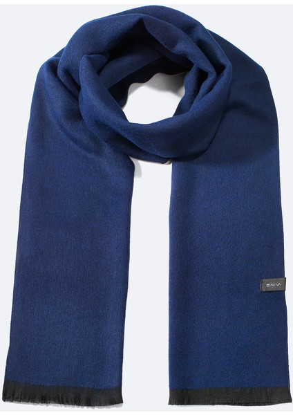Erkek Lacivert Viskon Karışımlı Püsküllü Şal B009401