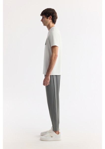 Erkek Ekru Bisiklet Yaka Baskılı Bi-Stretch İnterlok Regular Fit T-Shirt A51Y1092 modelleri