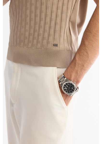 Erkek Vizon Polo Yaka Fermuarlı Rayon Triko Regular Fit T-Shirt A42Y5128 modelleri