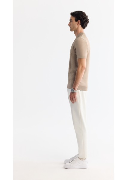 Erkek Vizon Polo Yaka Fermuarlı Rayon Triko Regular Fit T-Shirt A42Y5128 fırsatları