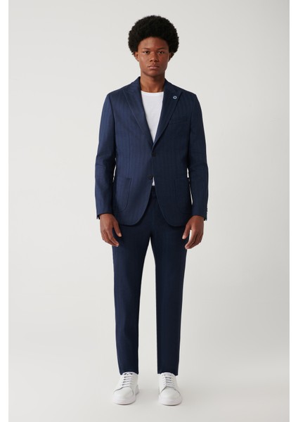 Erkek Lacivert Keten Karışımlı Hafif Astarsız Esnek Comfort Slim Fit Ceket A41Y4006 indirimleri