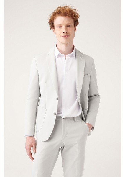Erkek Gri Astarsız Bı-stretch Çift Yırtmaçlı Ceket A31Y4004 modelleri
