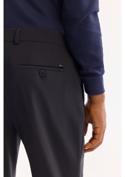 Erkek Lacivert Klasik Bel Bi-Stretch Kırışmayan Slim Fit Pantolon A52Y3209 fırsatları