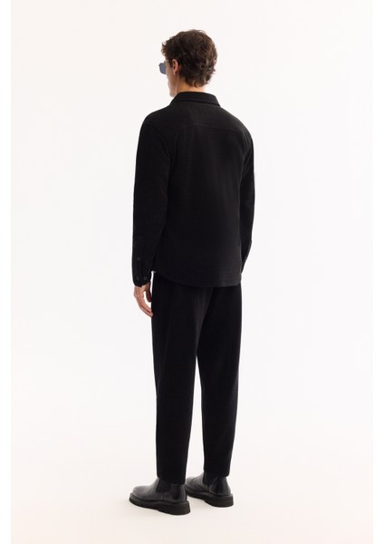 Erkek Siyah Klasik Yaka Kadife Comfort Fit Gömlek Ceket A52Y2103 fırsatları