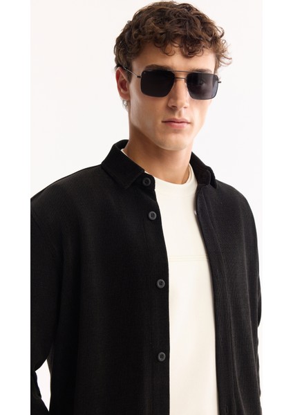 Erkek Siyah Klasik Yaka Kadife Comfort Fit Gömlek Ceket A52Y2103 indirimleri