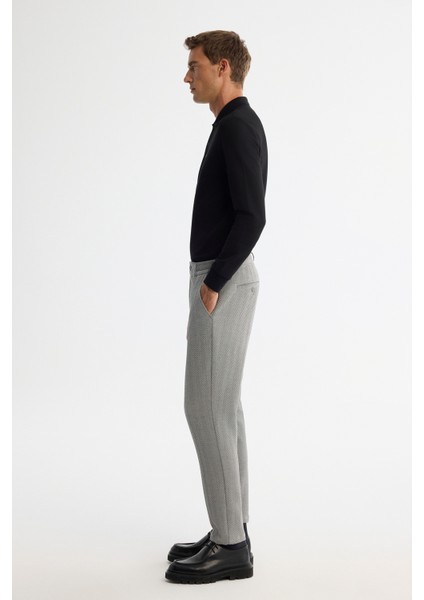 Erkek Gri Balık Sırtı Dokulu Yanı Lastikli Elastan Slim Fit Chino Pantolon A42Y3024 fiyatları