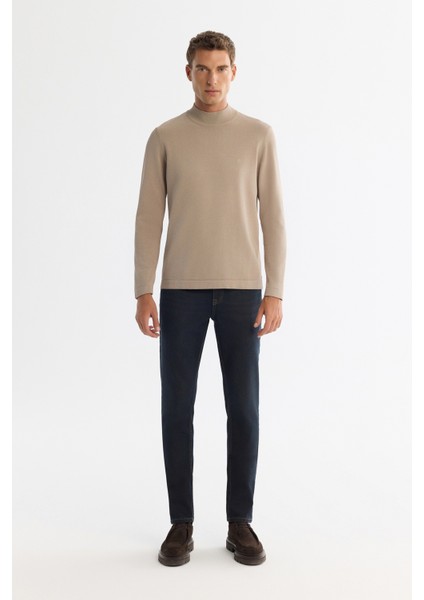 Erkek Vizon Yarım Balıkçı Yaka Rayon Triko Regular Fit Kazak A42Y5100