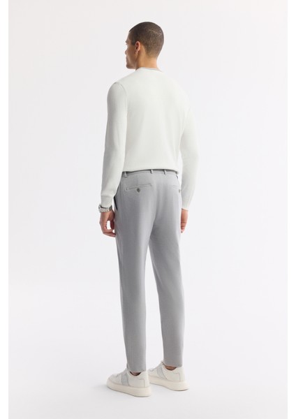 Erkek Gri Yan Cepli Beli Lastikli Bi-Stretch Comfort Slim Fit Teknik Kumaş Pantolon A51Y3201 modelleri