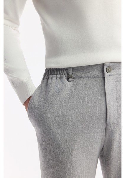 Erkek Gri Yan Cepli Beli Lastikli Bi-Stretch Comfort Slim Fit Teknik Kumaş Pantolon A51Y3201 fırsatları