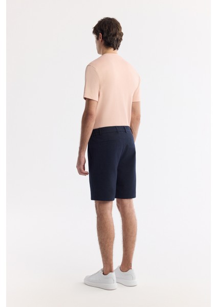 Erkek Lacivert Yanı Lastikli Gofreli Bi-Stretch Slim Fit Chino Şort A51Y3730 modelleri