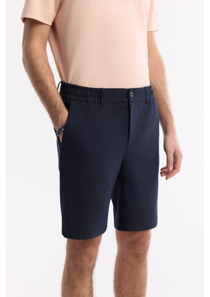 Erkek Lacivert Yanı Lastikli Gofreli Bi-Stretch Slim Fit Chino Şort A51Y3730 fırsatları